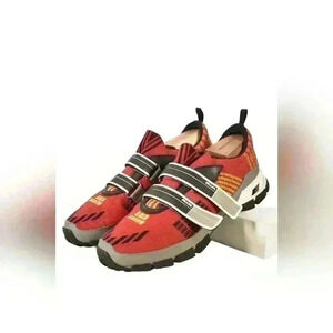 SS18 PRADA Scarlet Red Hook Loop Trail Mesh Crossection Nylon Tech Sneaker 9.5US